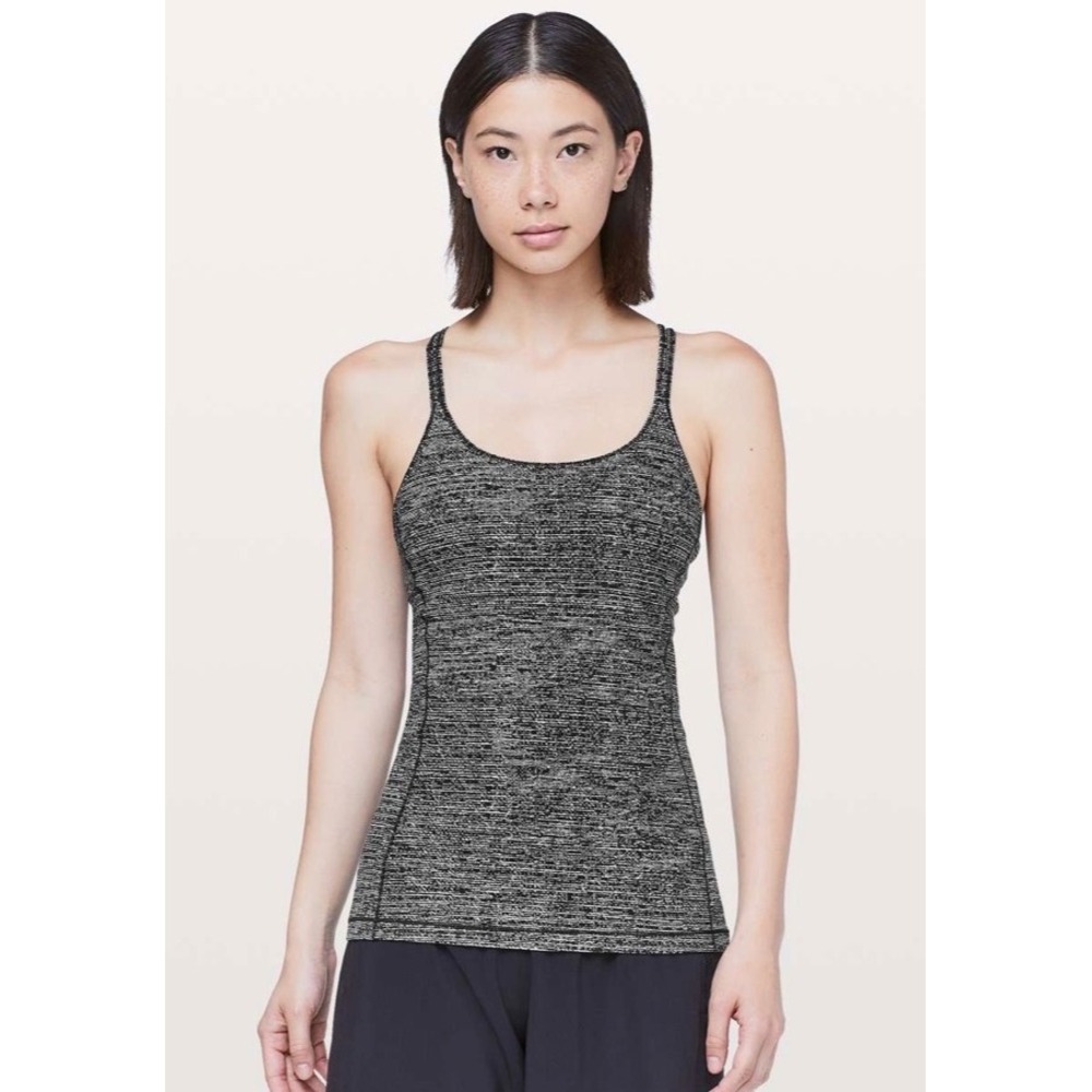Lululemon Free To Be Serene Tank Top Black Ice Gray Strappy Back Size 8